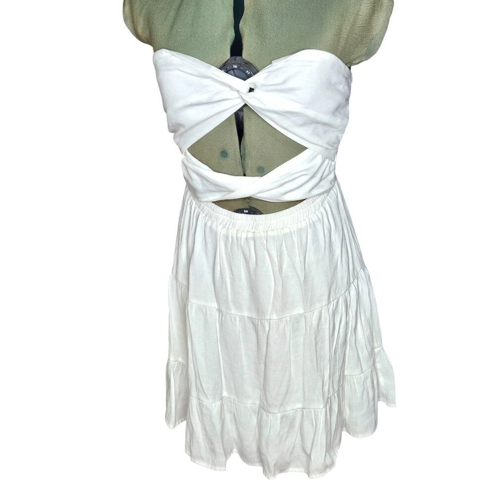 Woman's MOD on Tred resort smocked midi length strapless pullover cover L